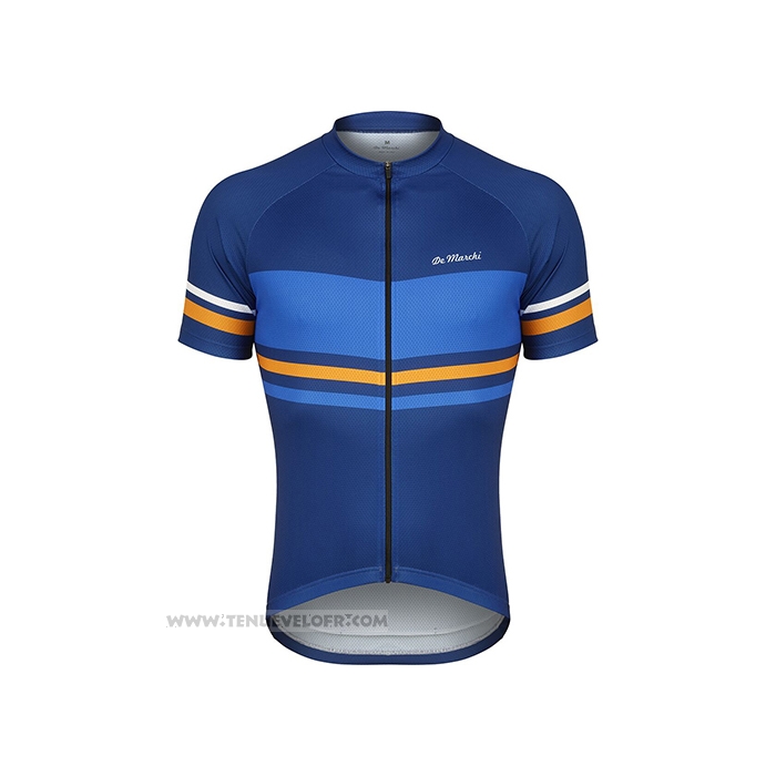 2021 Maillot Cyclisme de Marchi Bleu Manches Courtes et Cuissard